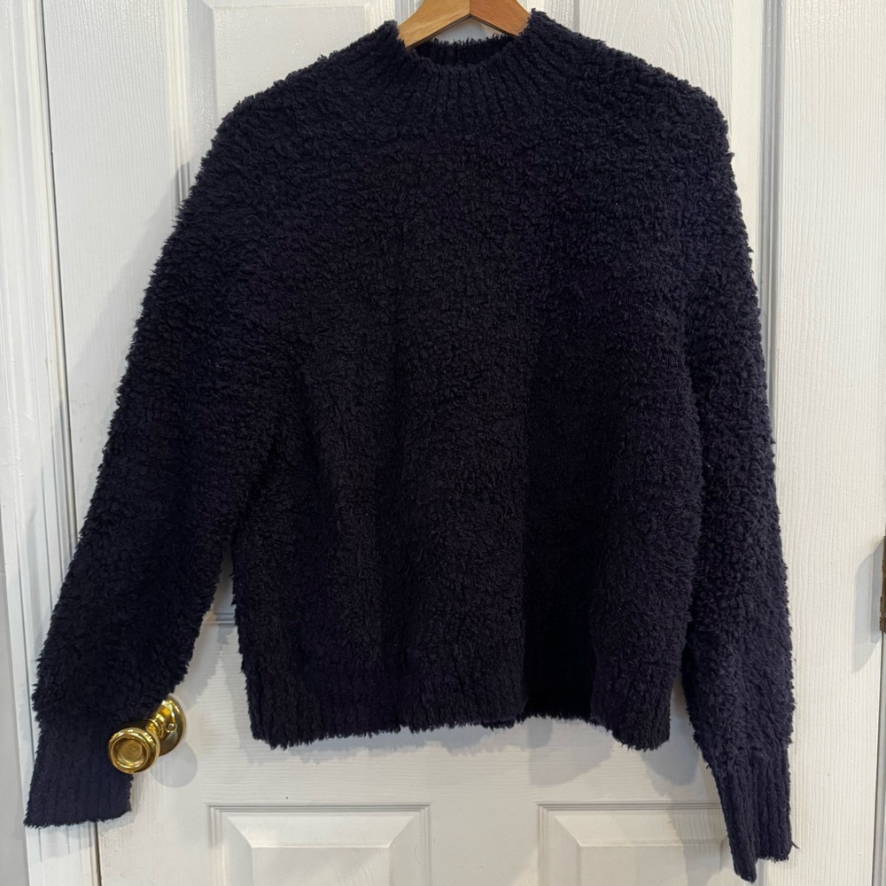 J.Crew Merino Wool Textured Knit Sweater Size Large Navy NWOT Classic Cozy